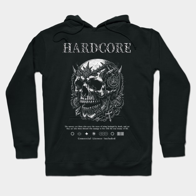 Hardcore Skull | Skater Skull | Japanese Skull Hoodie by Ryo Li